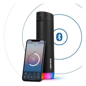 HidrateSpark Sticlă inteligentă din oțel inoxidabil 620 ml, Bluetooth tracker, neagră