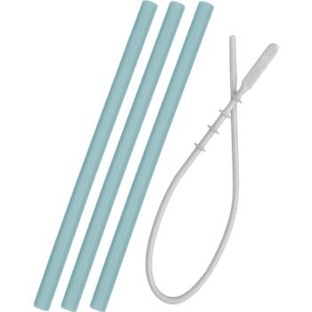 Minikoioi Flexi Straw with Cleaning Brush pai din silicon cu pensula Aqua Green 3 buc