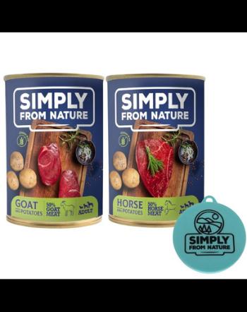 SIMPLY FROM NATURE Mix hrana caine, capra cu cartofi + cal cu cartofi 400 g x 12 buc + capac pentru conserve