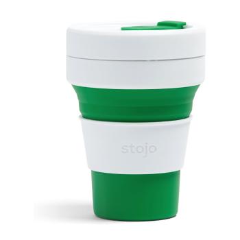 Cană pliabilă Stojo Pocket Cup, 355 ml, verde - alb