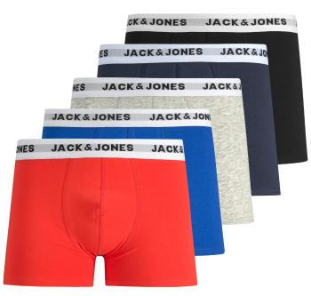 Jack&Jones 5 PACK boxeri bărbați JACWHITE 12197849 Black Surf the web - Navy blazer - Firey red - Light grey melange XL