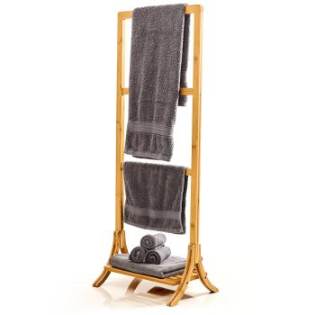 Blumfeldt Suport pentru prosoape, 3 tije pentru prosoape din metal, 40 x 104 x 27 cm, design scări, bambus