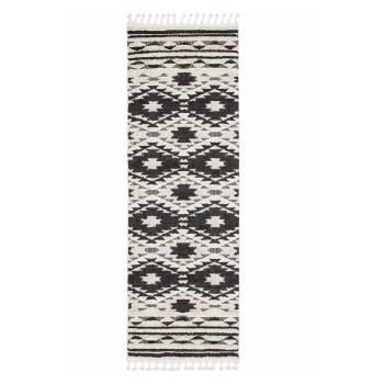 Covor Asiatic Carpets Taza, 80 x 240 cm, alb-negru