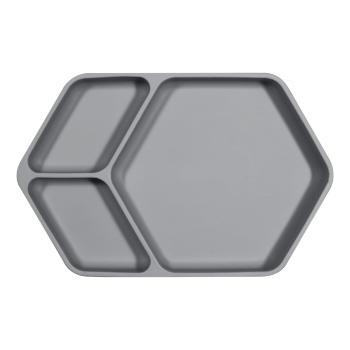 Farfurie pentru copii din silicon Kindsgut Squared, 25 X 16 cm, gri