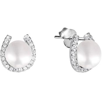 JwL Luxury Pearls Cercei din potcoavă din argint cu perle reale și zirconuri JL0585