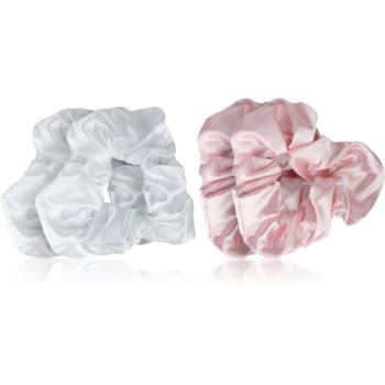 Brushworks Satin Scrunchies Pink & White Elastice pentru par