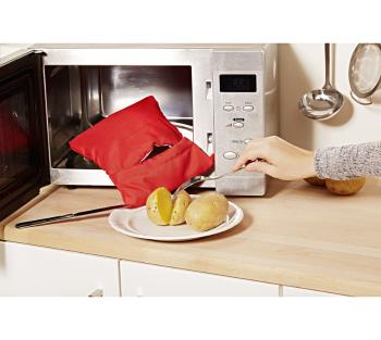 Punga pentru cartof. cuptorul cu microun - rosie - Mărimea 18x15x2,5cm