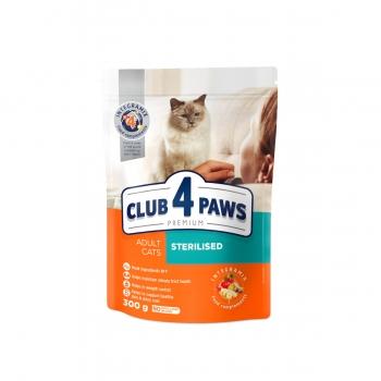 CLUB 4 PAWS Premium Sterilised, Pui, hrană uscată pisici sterilizate, 300g