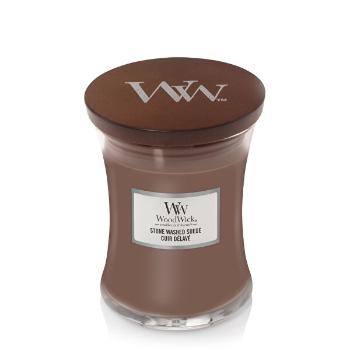 WoodWick Lumânare parfumată in vază medie Stone Washed Suede 275 g