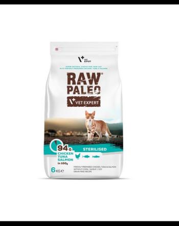 VETEXPERT Raw Paleo Raw Paleo Sterilised Chicken&amp;Tuna&amp;Salmon mancare pentru pisici sterilizate 6 kg