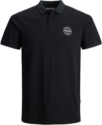 Jack&Jones Tricou polo pentru bărbați cămașă polo JJESHARK Slim Fit 12205025 Black White L