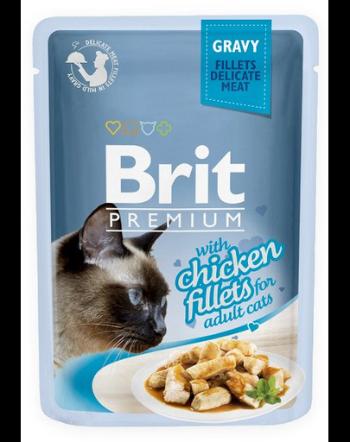 BRIT Premium Cat Fillets in Gravy hrana umeda pentru pisici, file de pui in sos 24 x 85g