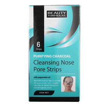 Beauty Formulas Benzi de curățare pentru nas cu cărbune activCharcoal(Cleansing Nose Pore Strips) 6 buc