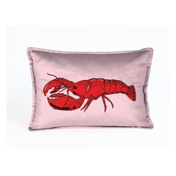 Pernă cu husă din catifea Velvet Atelier Lobster, 50 x 35 cm, roz