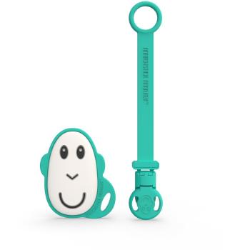 Matchstick Monkey Flat Face Teether & Soother Clip set cadou Green(pentru copii)