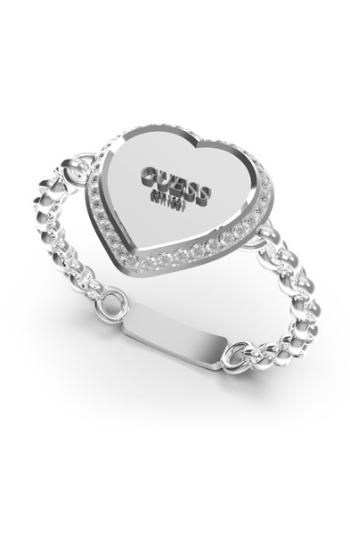 Guess Inel interesant din oțel cu inimioară Fine Heart JUBR01429JWRH 52 mm