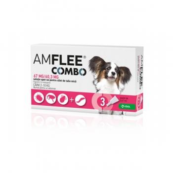 AMFLEE Combo Dog, spot-on, soluție antiparazitară, câini 2-10 kg, 3 pipete