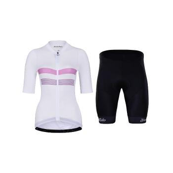 
                 HOLOKOLO Tricoul și pantaloni scurți de ciclism - SPORTY LADY - negru/alb/roz 
            