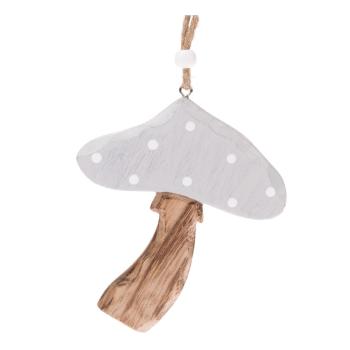 Set 3 decorațiuni suspendate din lemn Dakls Mushroom, gri