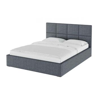 Pat matrimonial gri tapițat cu spațiu de depozitare cu somieră 180x200 cm Bufo Bed – MESONICA