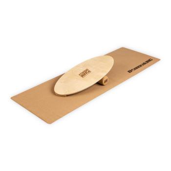 BoarderKING Indoorboard Allrounder, placă pentru echilibru, covor, cilindru, lemn / plută, naturală