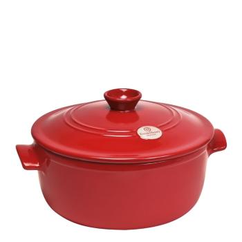 Oală rotundă cu capac din ceramică Emile Henry Flame, ⌀ 27 cm, roșu