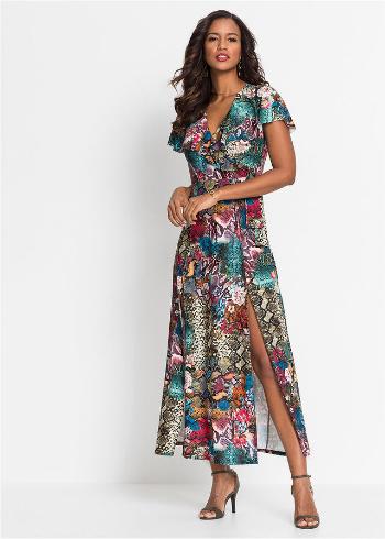 Rochie maxi, print şarpe