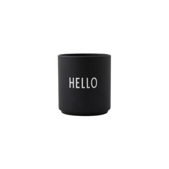 Cană din porțelan Design Letters Favourite Hello, negru