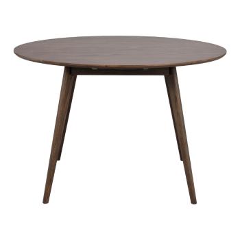 Masă de dining maro închis rotundă cu aspect de lemn de stejar ø 115 cm Yumi – Rowico