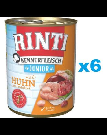 RINTI Kennerfleish Junior Chicken 6x400 g cu pui pentru catei