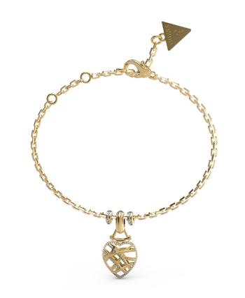 Guess Brățară la modă placată cu aur cu inimioară Heart Cage JUBB03100JWYGS