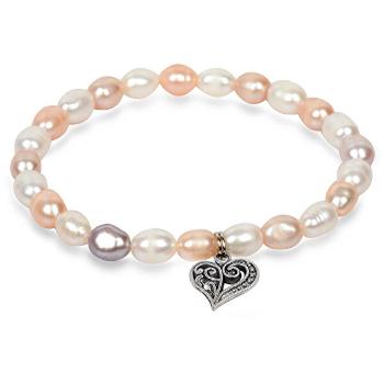 JwL Luxury Pearls Brățară fină din perle reale cu inimă metalică JL0293