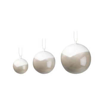 Set 3 globuri de Crăciun din porțelan chinezesc Kähler Design Nobili, gri