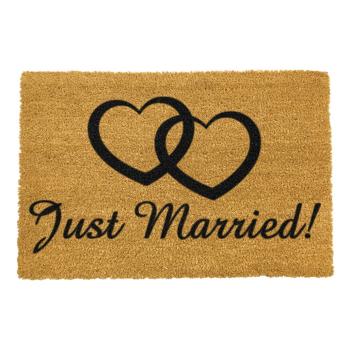 Covoraș intrare din fibre de cocos Artsy Doormats Just Married, 40 x 60 cm