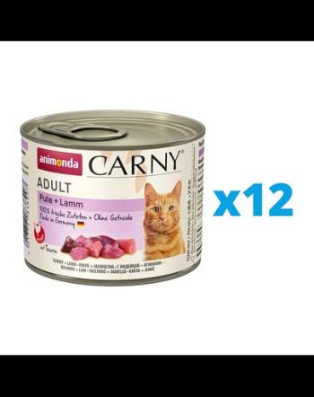 ANIMONDA Carny Adult Hrana umeda pisici, cu curcan si miel 12 x 200 g