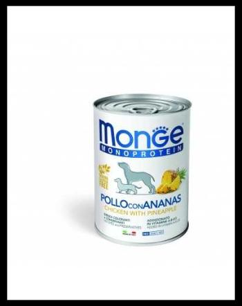 MONGE Fruit Dog Monoprotein hrana umeda pentru caini, cu pui si ananas 400g