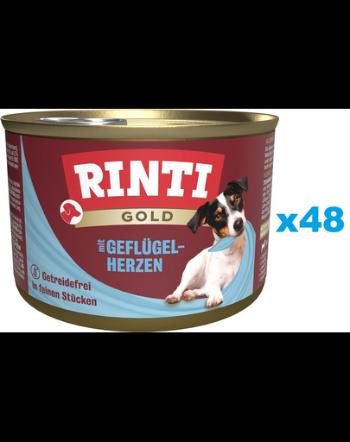 RINTI Gold Poultry hearts Mini pachet conserve 48x185 g pentru caini de rasa mica