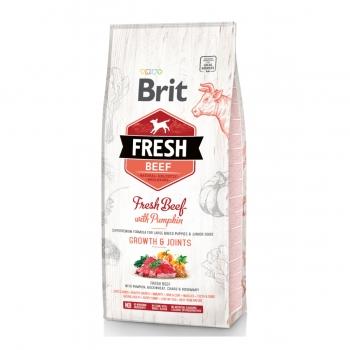 BRIT Fresh Bones & Joints Junior L-XL, Vită cu Dovleac, hrană uscată conținut redus cereale câini junior, 12kg