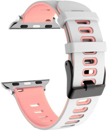 4wrist Curea din silicon pentru Apple Watch - White/Pink 42/44/45 mm