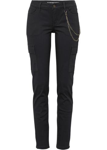 Pantaloni skinny-cargo, cu lanţ