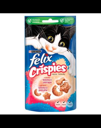 FELIX Crispies Recompense cu aroma de somon si pastrav pentru pisici adulte 8x45 g
