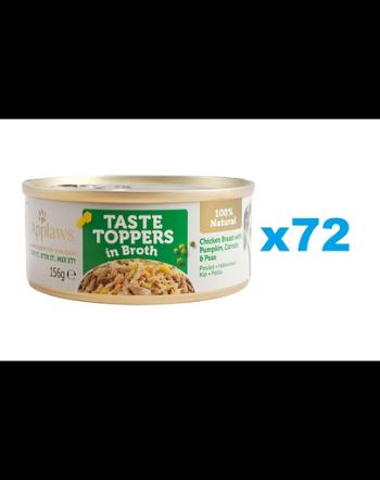 APPLAWS Taste Toppers Conserve hrana caine, cu piept de pui, ficat de vita, dovleac in sos 72x156 g