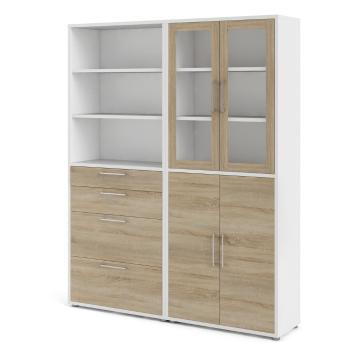 Bibliotecă modulară albă/cu aspect de lemn de stejar 178x222 cm Prima – Tvilum