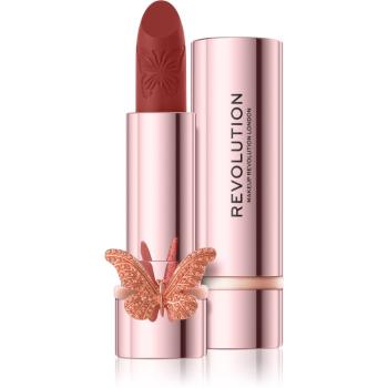 Makeup Revolution Precious Glamour Butterfly ruj de buze catifelant cu efect matifiant culoare Frost Regal 3.5 g