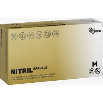 Espeon Nitril Sparkle Pearlescent Gold mănuși din nitril, fără pudră mărime M 2x50 buc