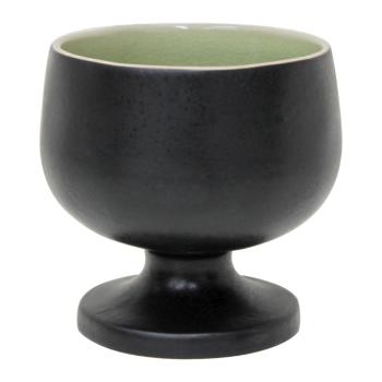 Bol cu picior din gresie ceramică Costa Nova Riviera, 550 ml, negru-verde