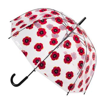 Blooming Brollies Umbrelă transparentă cu tijă pentru femei Clear Dome Stick With A Poppy Design POESPOP