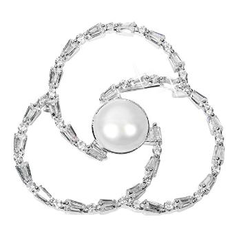 JwL Luxury Pearls Pearl Shamrock broșă cu cristale JL0519