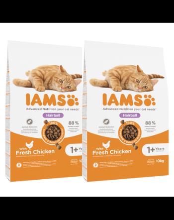 IAMS for Vitality Hrana uscata pentru pisici adulte, pentru inlaturarea ghemotoacelor de blana, cu pui 20 kg (2 x 10 kg)