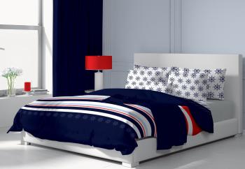 Asternut de pat din bumbac Navy - bleumarin/alb - Mărimea 140x200cm + 70x90cm